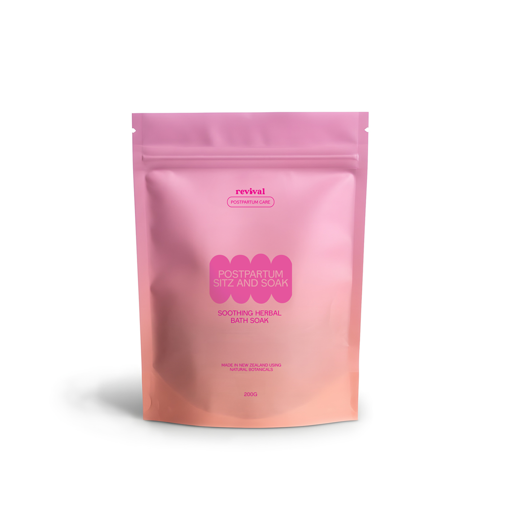 Pink bath soak packaging on white background