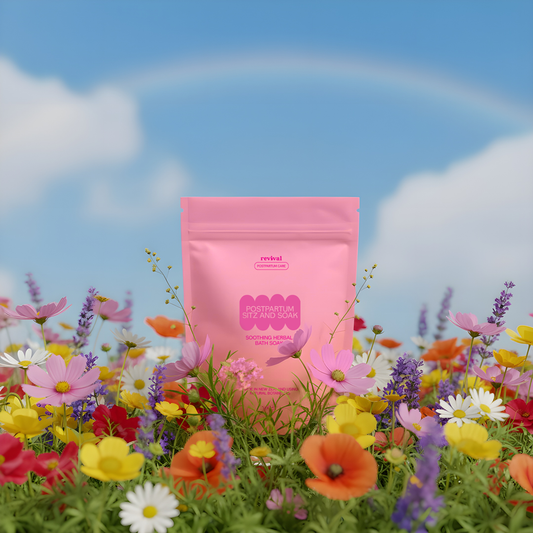 Pink bath soak on bed of flowers